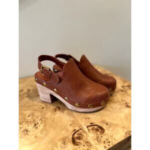 NEW Charlotte Stone Hari Platform Slingback Studded Clog, size 8